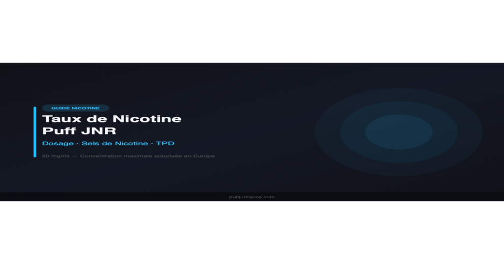 Taux de nicotine Puff JNR — 20 mg/ml sels de nicotine conformes TPD